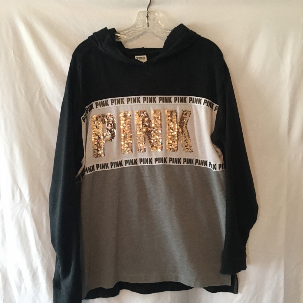Victoria Secret  Pink Pullover shirt with hood    Size med